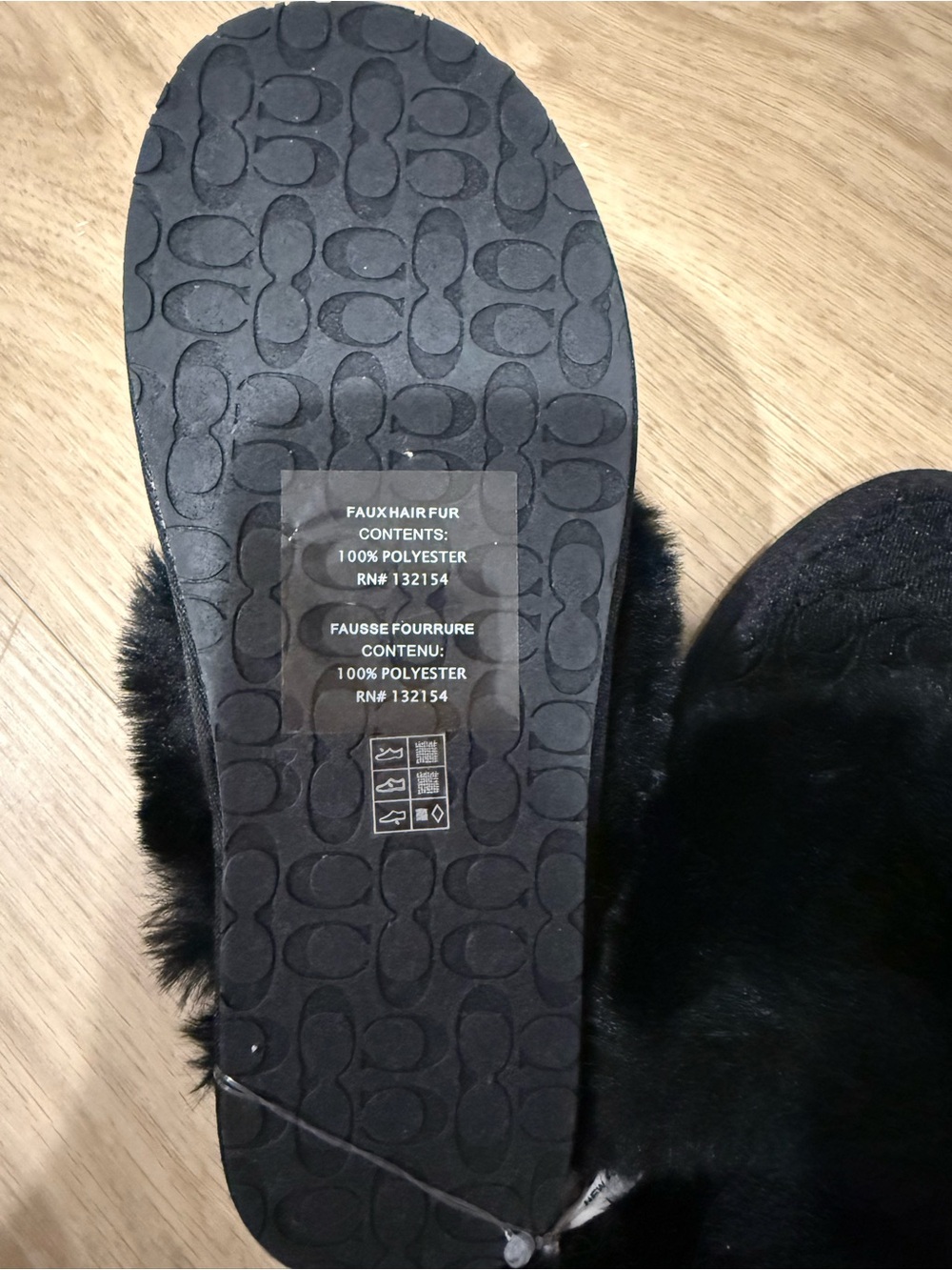 Coach Black Faux Fur Slide Sandals - Picture 4 of 4